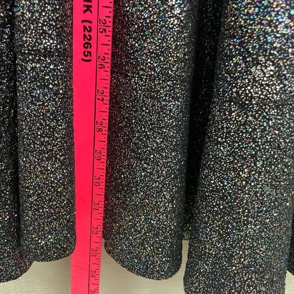 Bar III Black Metallic Shimmer V Neck Sparkly Stretch Party A Line Dress Petite